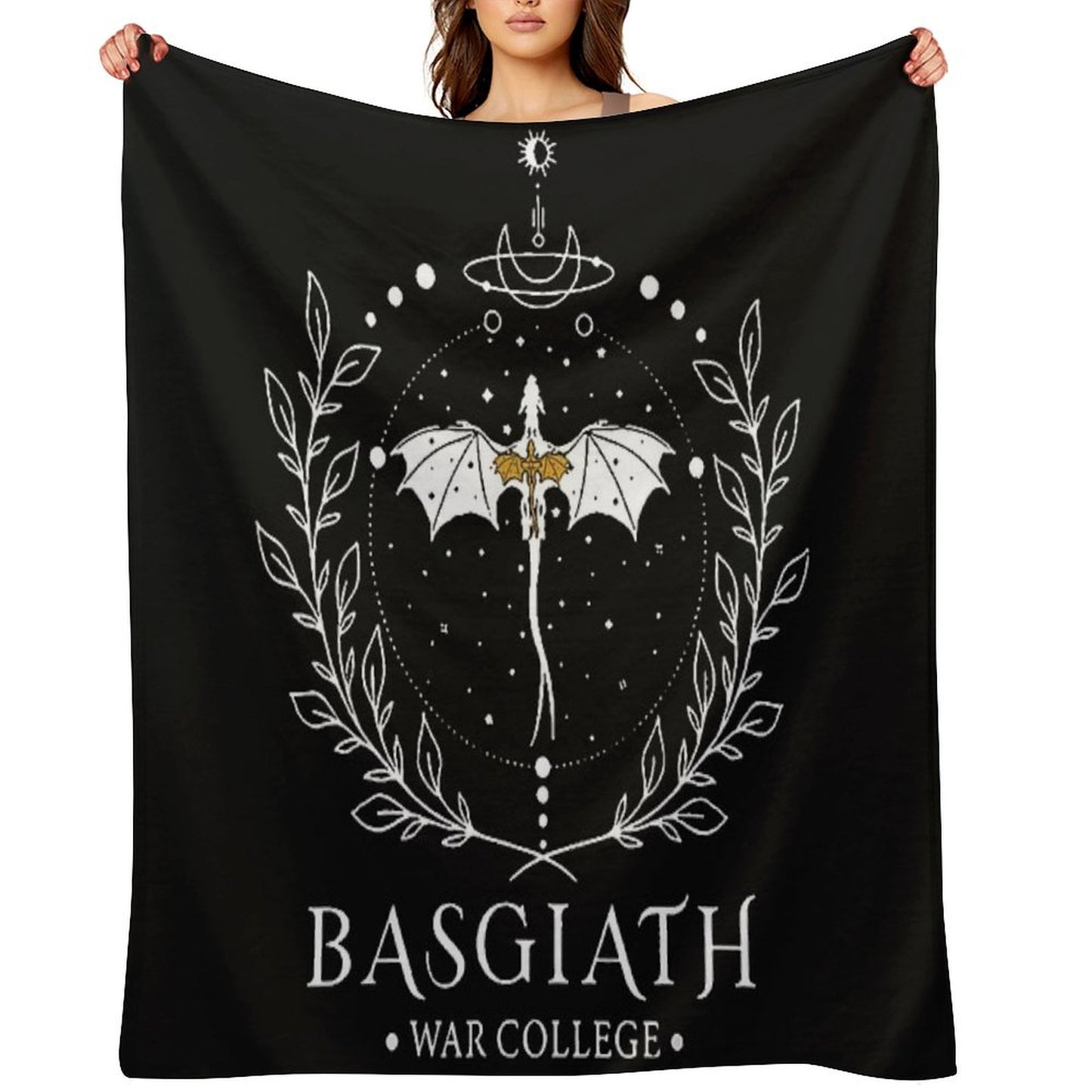 Fourth Wing Basgiath Two Sided Romantasy Dragons Yarros T-Shirt Throw Blanket
