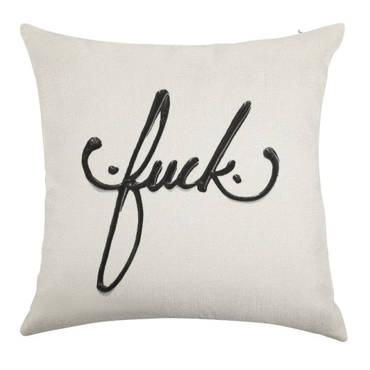 Cursive Curse Linen Throw Pillow Cover