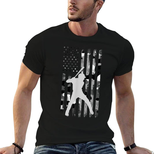 Baseball Player American Flag USA Camo Patriotic Graphic T-Shirt