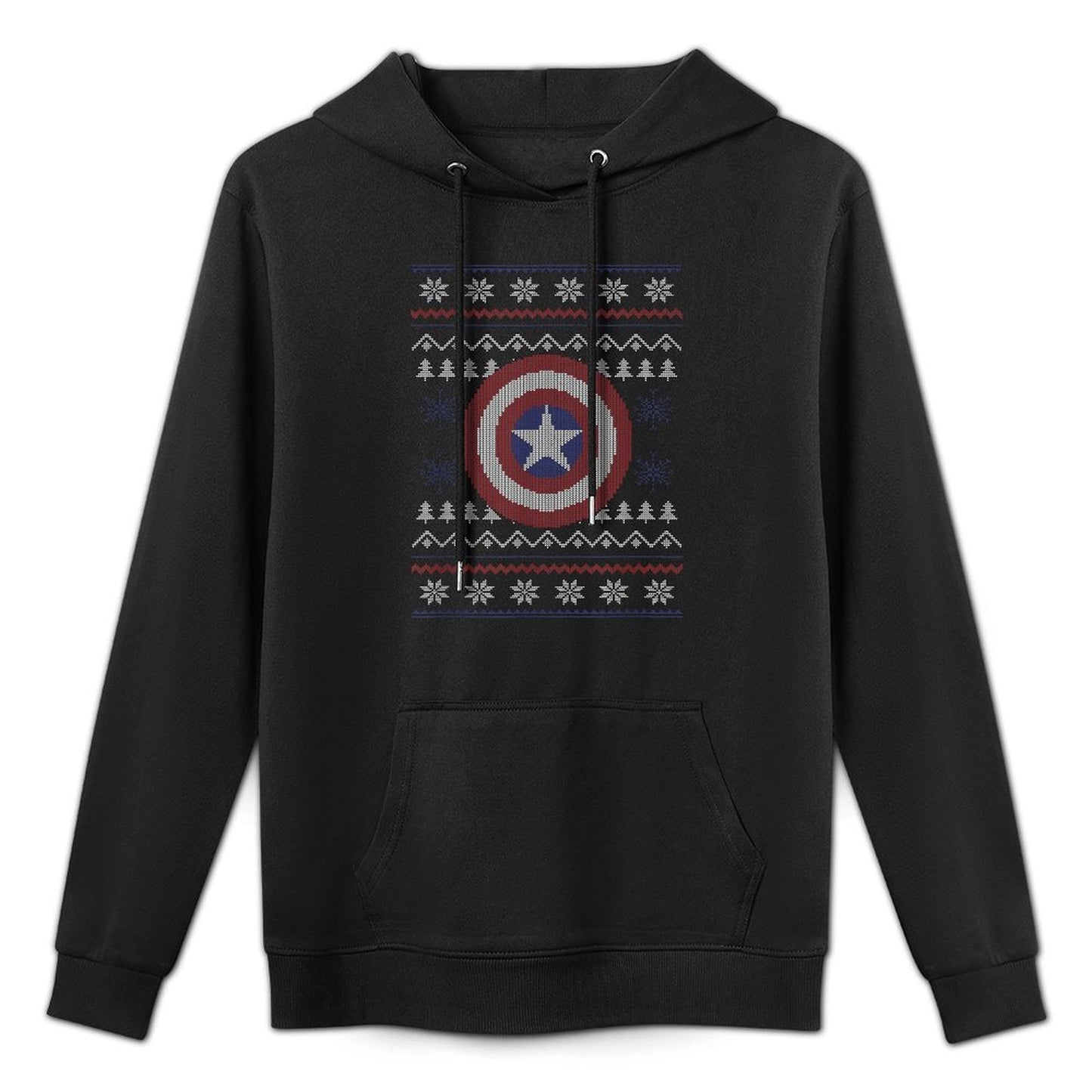 Marvel Christmas Captain America Shield Ugly Sweater Easy Care Hoodie