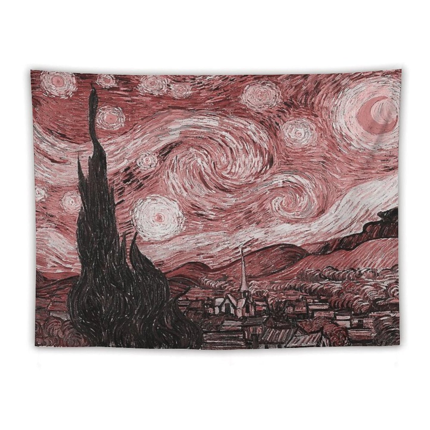 Pink Starry Night Tapestry