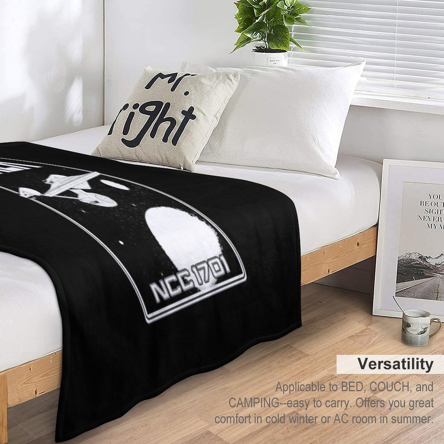 Enterprise NCC 1701 Black And White Throw Blanket