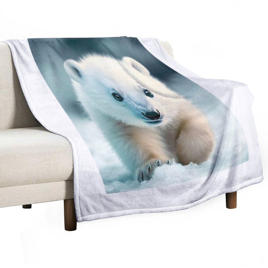 Cute Baby Polar Bear - Cute Baby Animals Throw Blanket