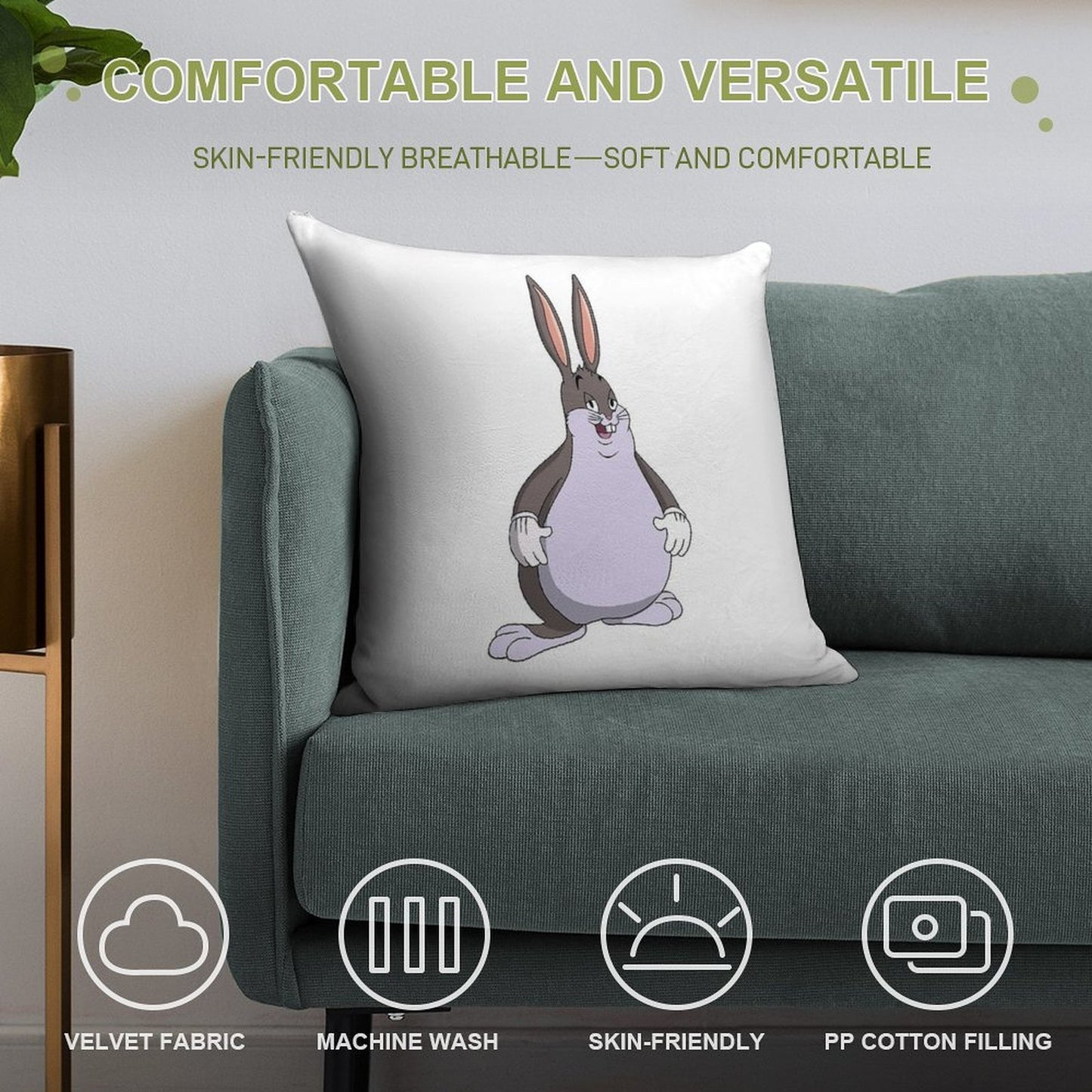 Big Chungus Soft Easy Maintenance Throw Pillow