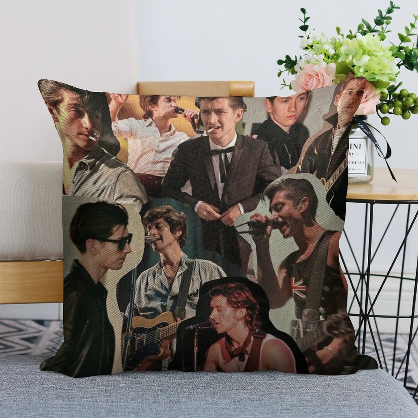 Alex Turner Arctic Monkeys Collage Linen Throw Pillow Cover