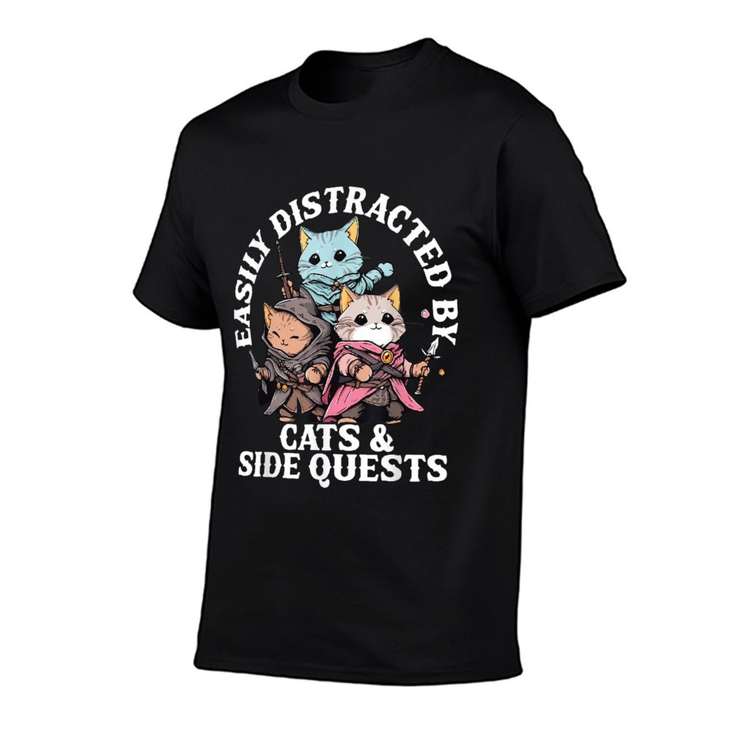 Cats Side Quest Distracted Tabletop Funny Men Women Kids Dad T-Shirt