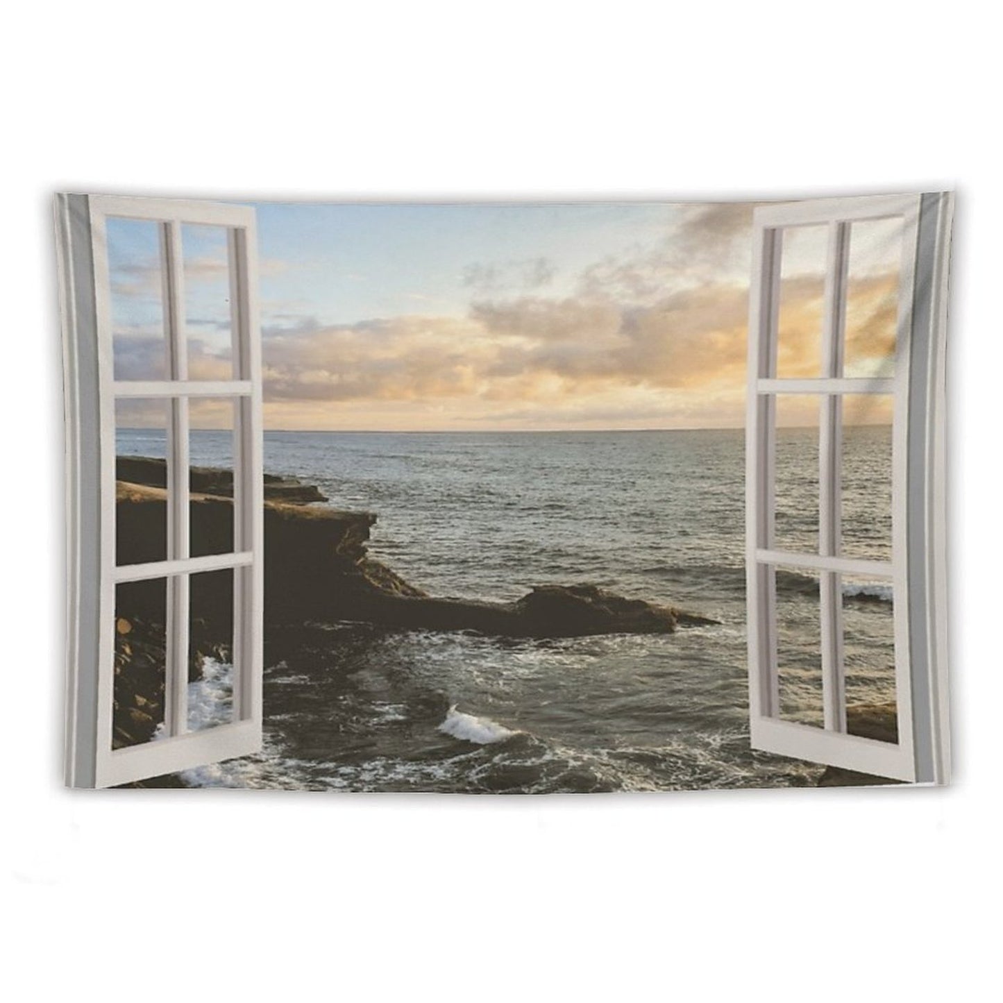 San Diego Window View Sunset Tapestry Tapestry