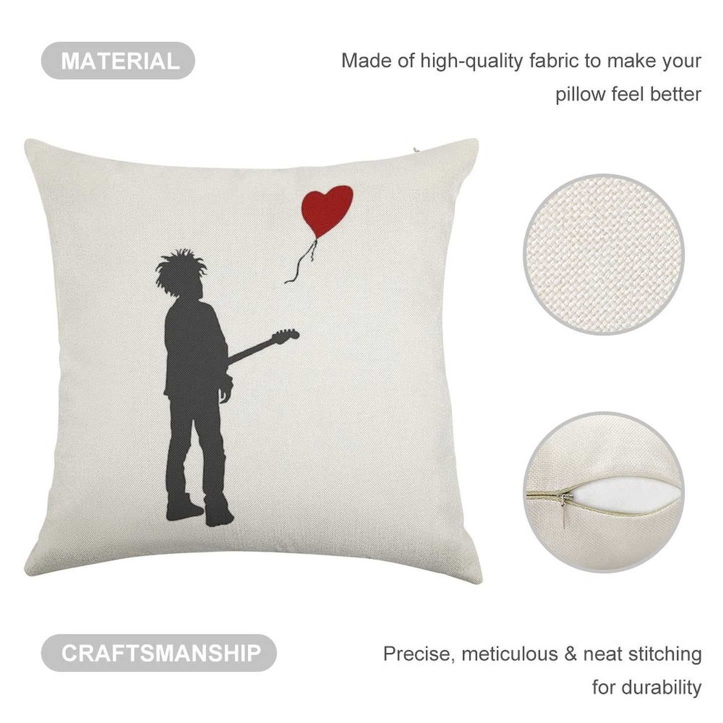ROBERT THE CURE SMITH X BANKSY Linen Throw Pillow Cover