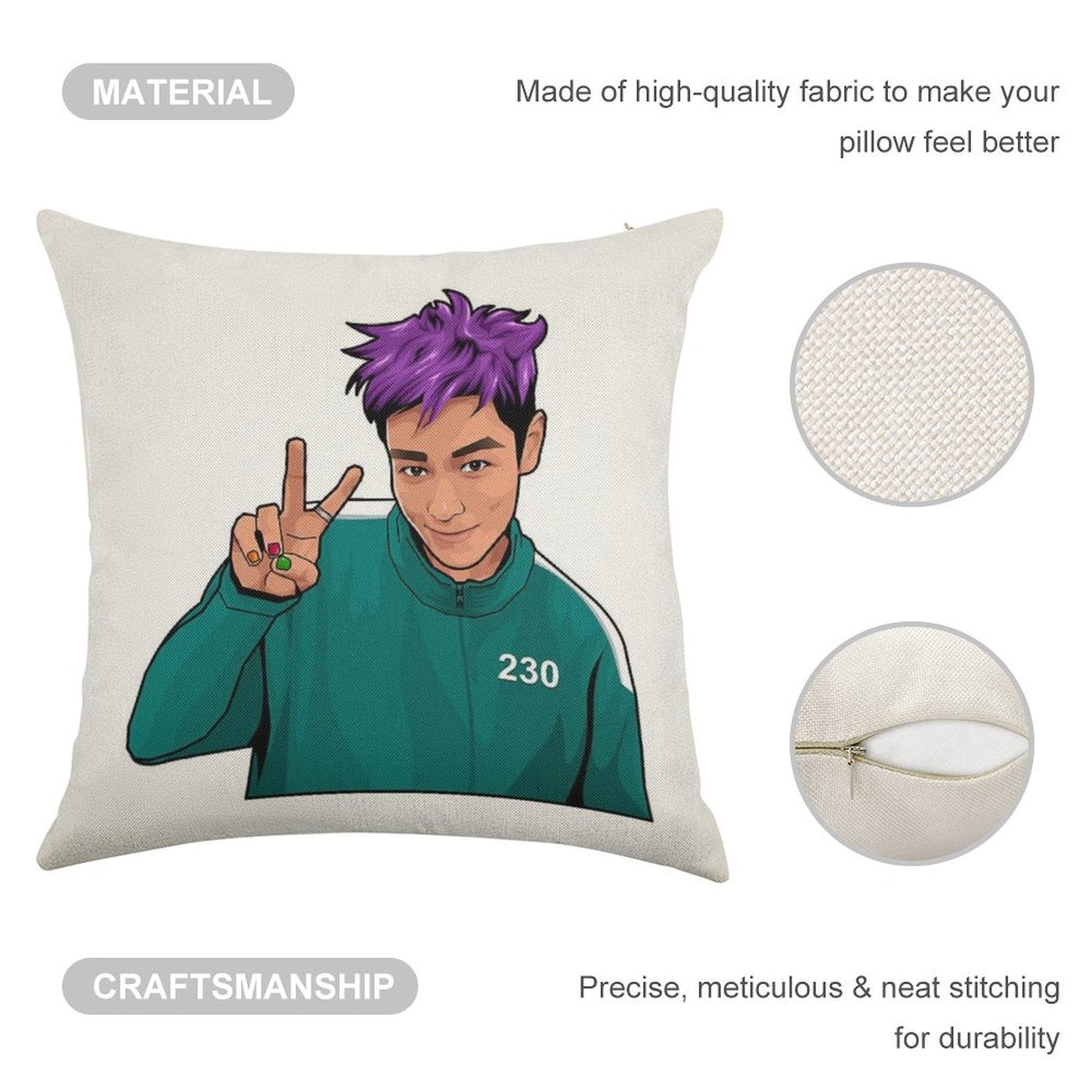 Thanos Squid Game Linen Throw Pillow Cover