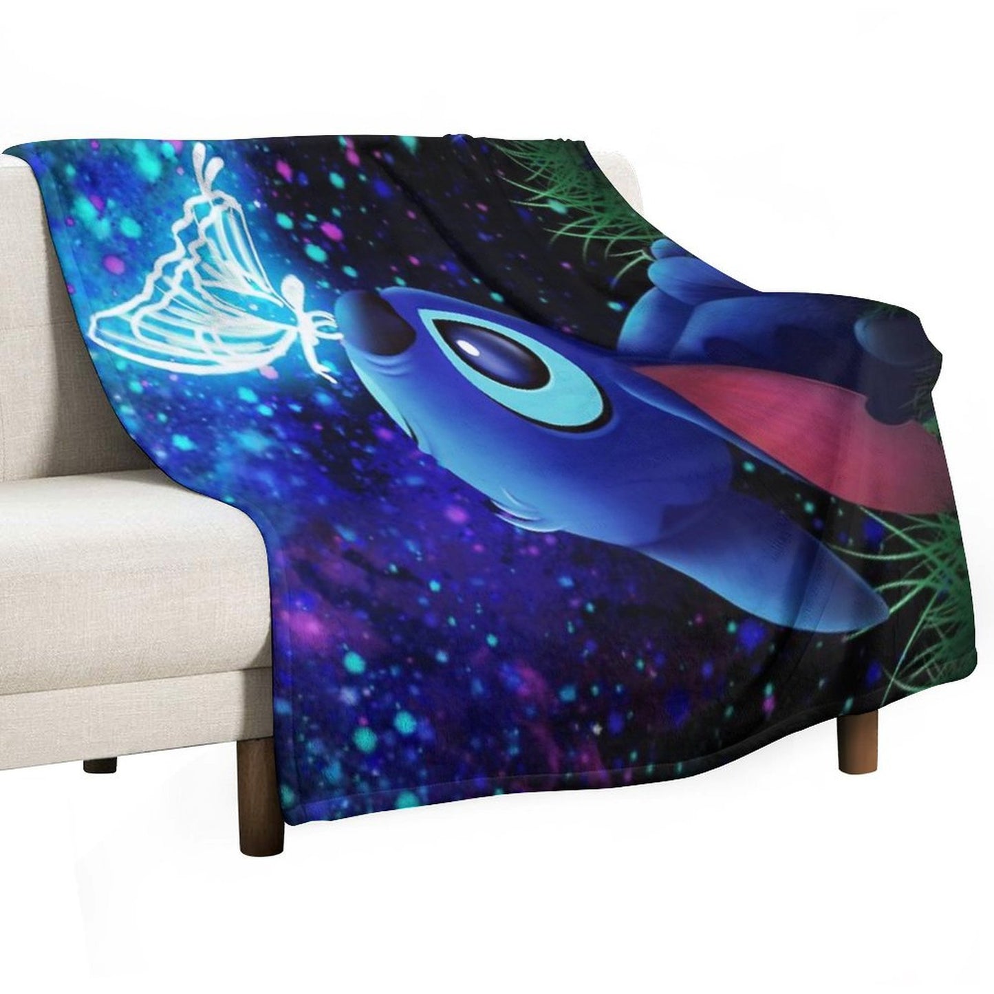 Stitch Butterfly Starry Sky Throw Blanket