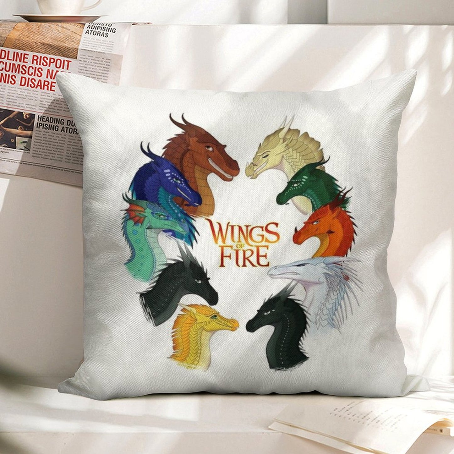 Wings of Fire - All Together Linen Throw Pillow Cover