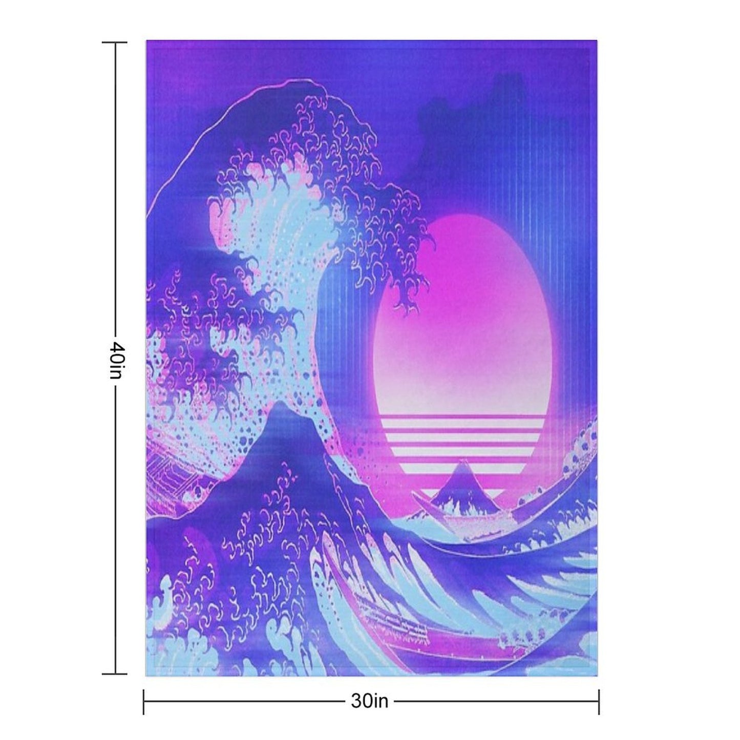 Aesthetic Great Wave Off Kanagawa Retro Vaporwave Throw Blanket