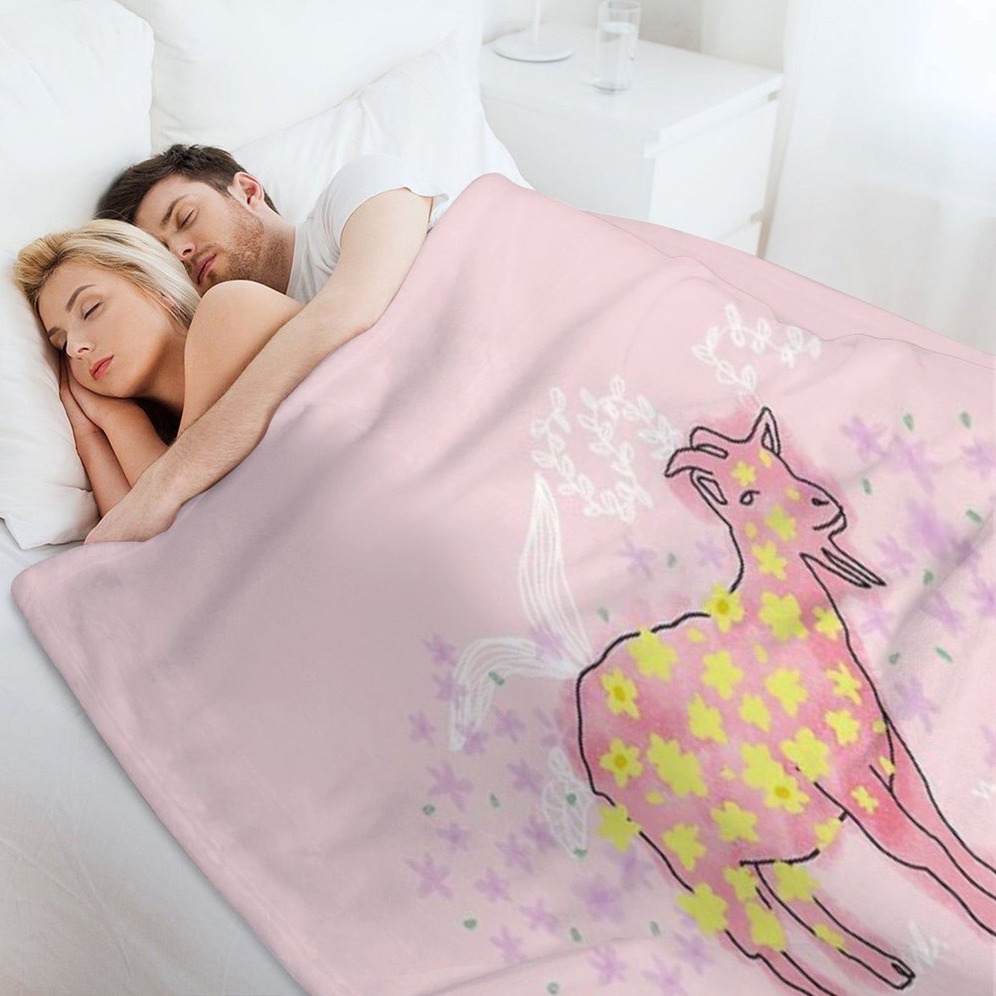 Goat Rolled on Flower Garden Throw Blanket