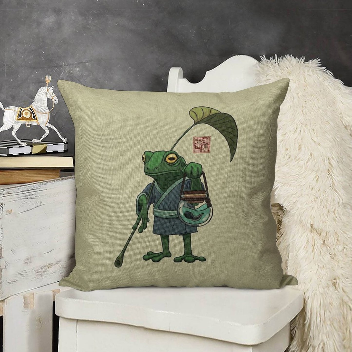 A Frog And His Son Linen Throw Pillow Cover