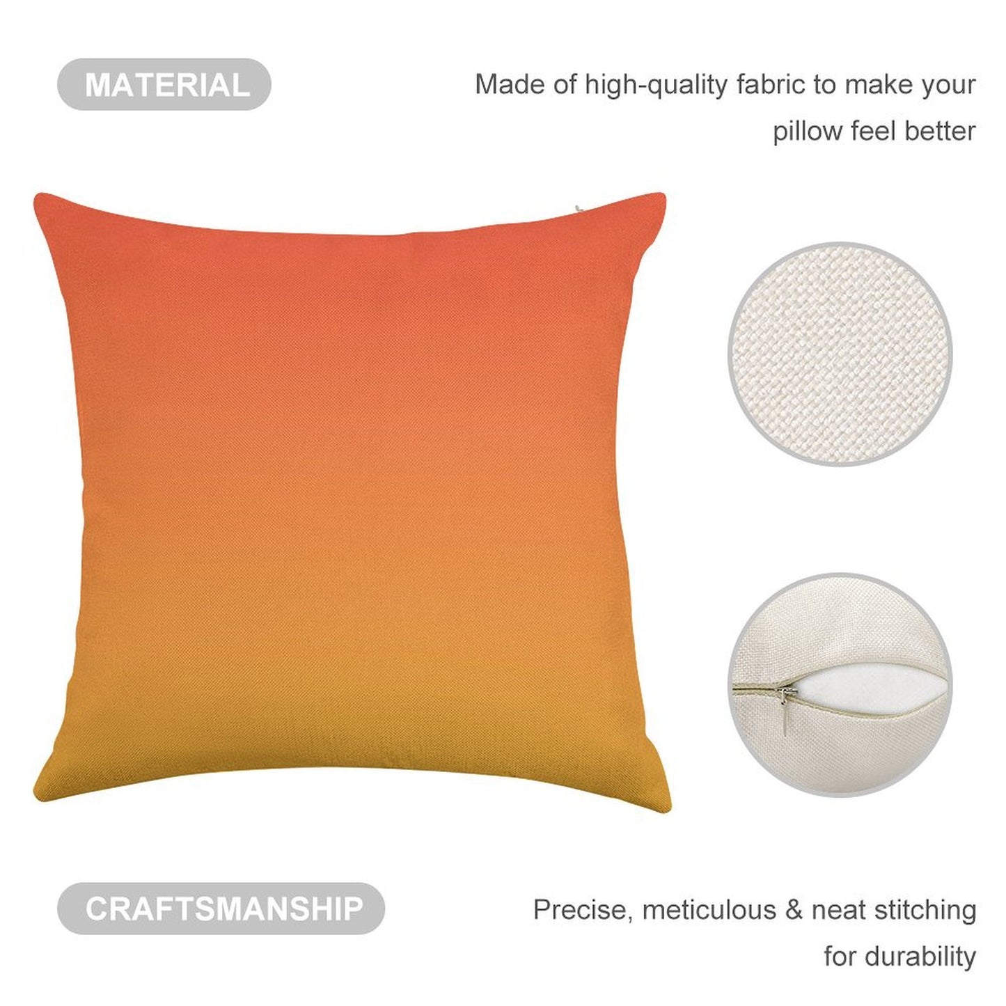 Preppy Modern Trendy Abstract Yellow Orange Ombre Linen Throw Pillow Cover