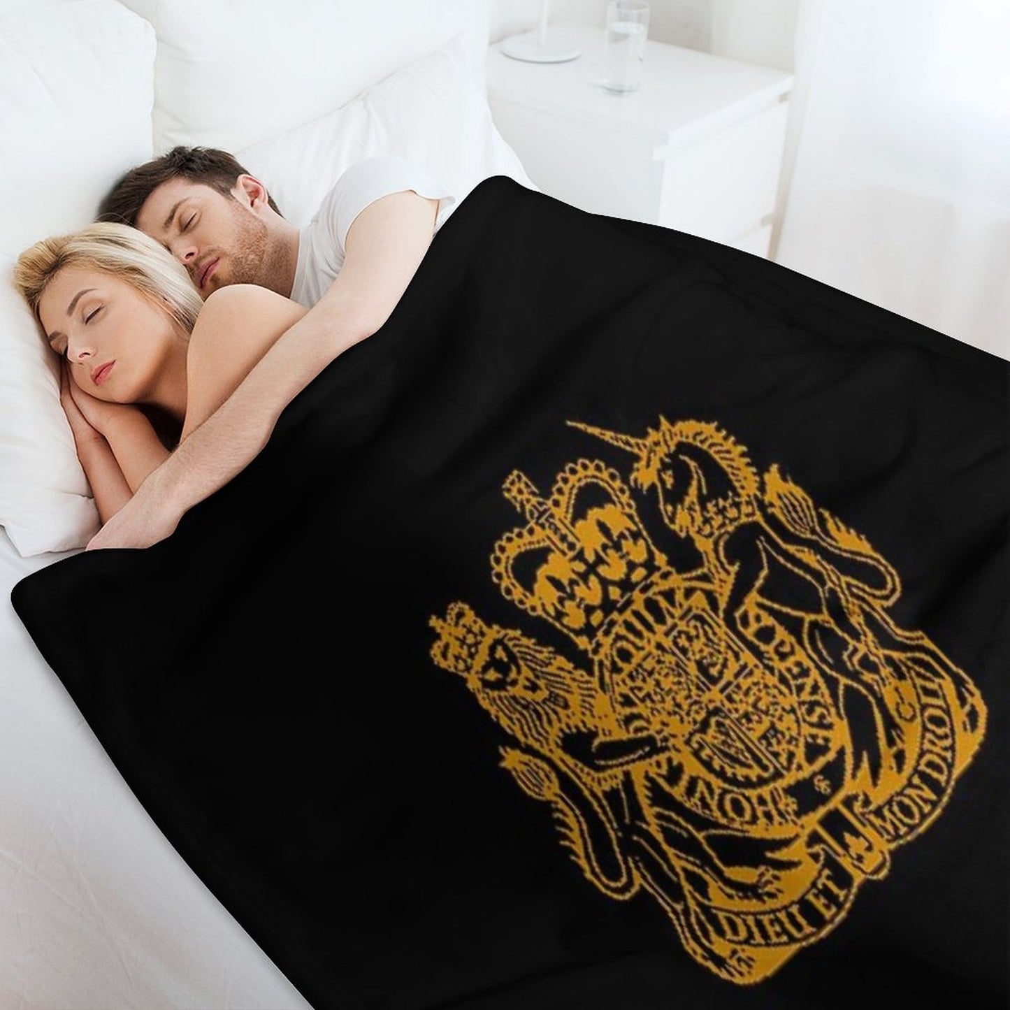 Elizabeth II Royal Coat of Arms Emblem Throw Blanket