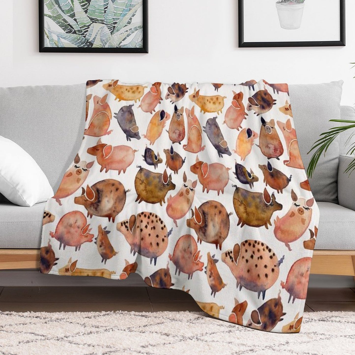 Pig Collection Throw Blanket