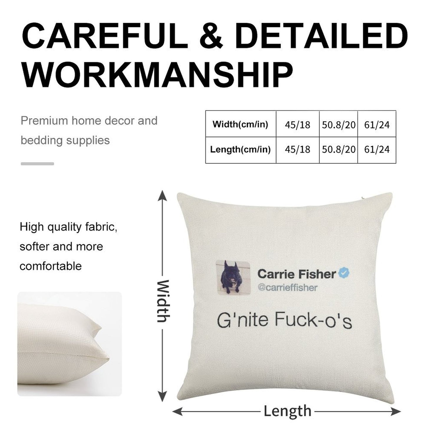 Carrie Fisher Tweets Linen Throw Pillow Cover