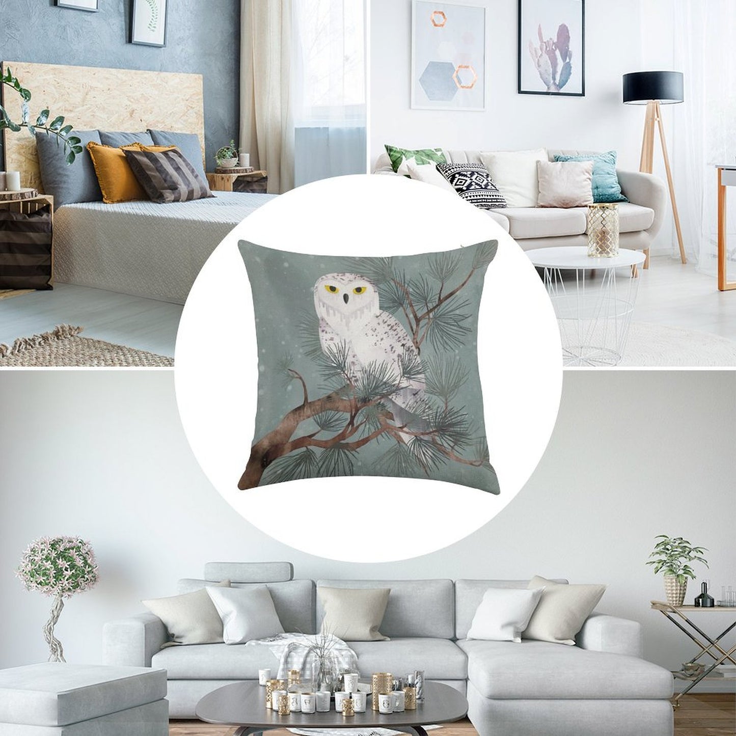 Snowy Linen Throw Pillow Cover