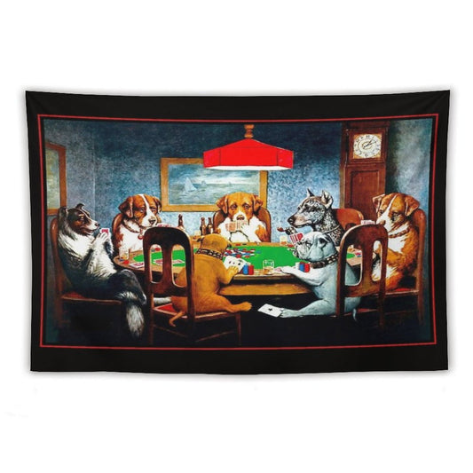 DOGS PLAYING POKER  Vintage C M Coolidge Print Tapestry