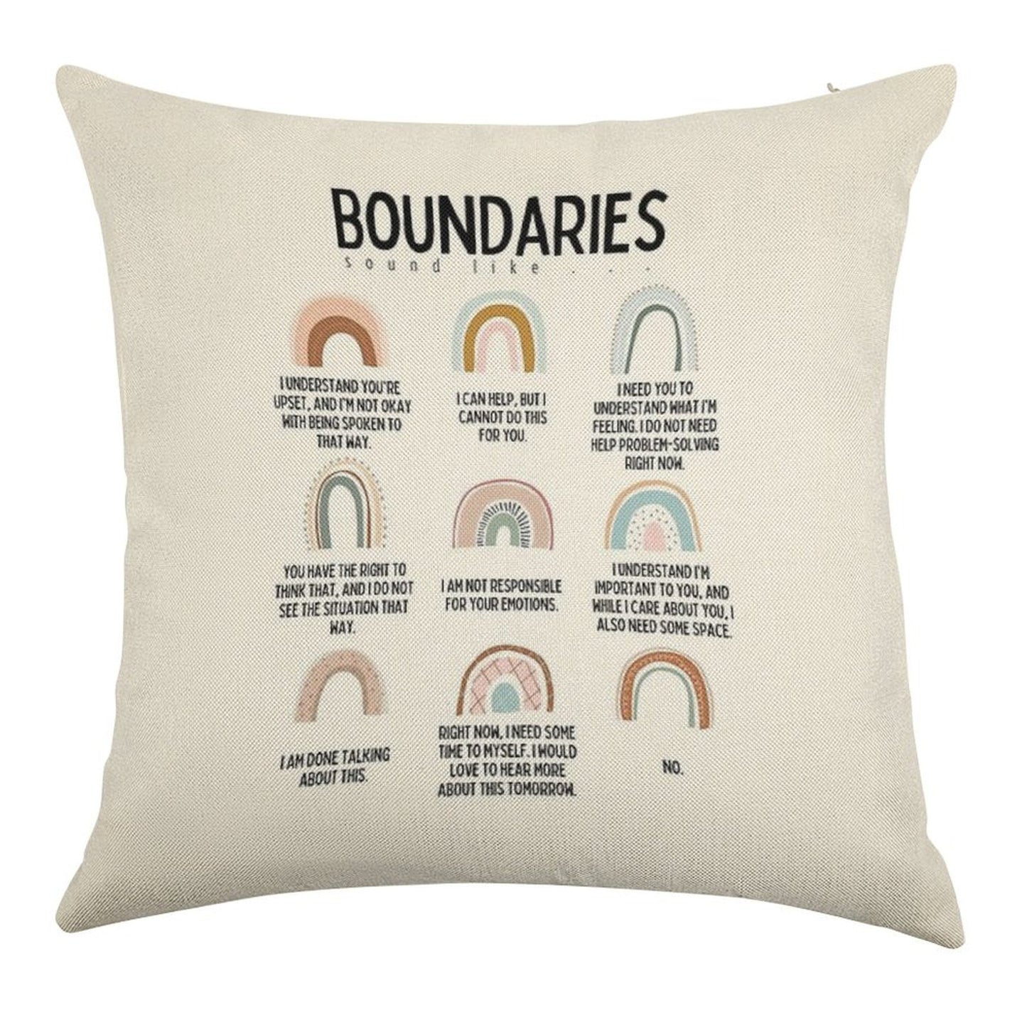 Boundaries Mental Health Reminder for Counselors Linen Throw Pillow Cover