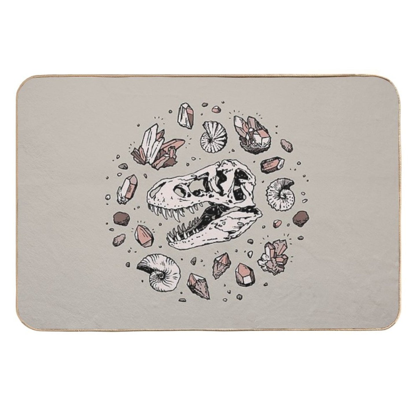 Geo-rex Vortex Rose Quartz Dinosaur Skull Fossil Art Versatile Bath Mat