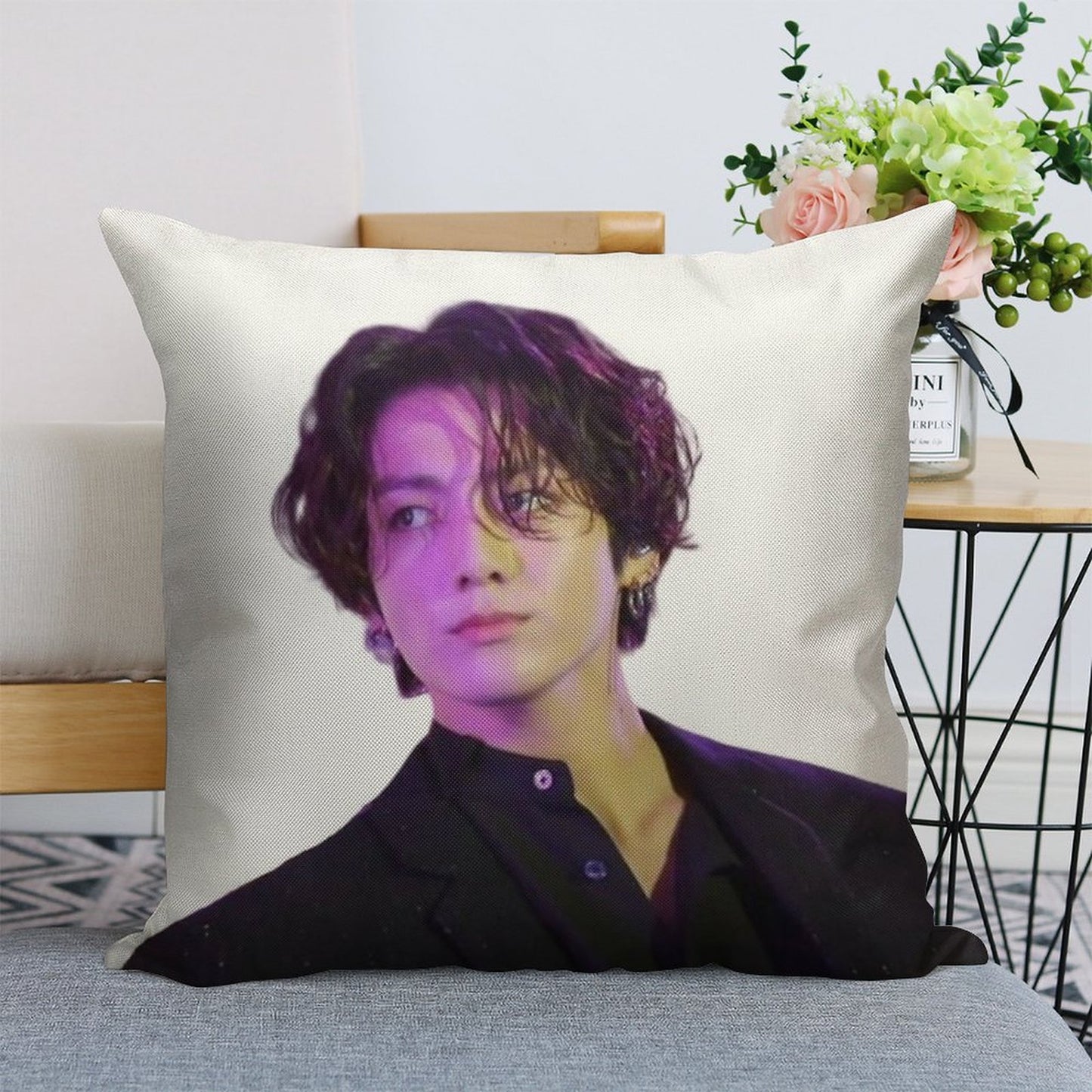 Long Hair JK Linen Throw Pillow Cover