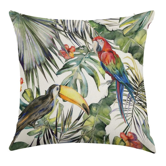 TROPICAL JUNGLE Linen Throw Pillow Cover