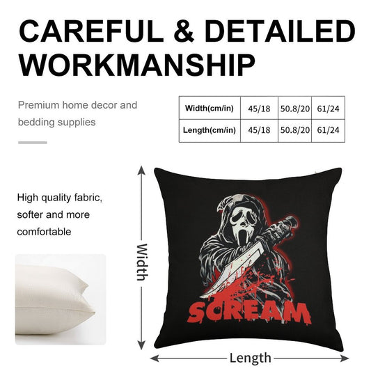 Scream Movie Linen Throw Pillow Cover