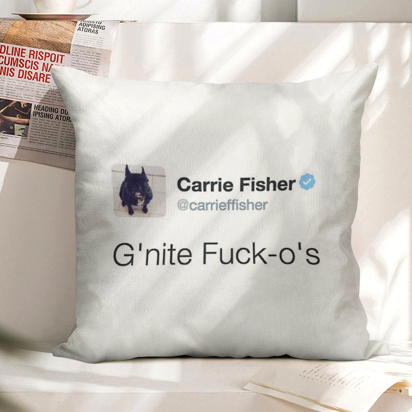Carrie Fisher Tweets Linen Throw Pillow Cover