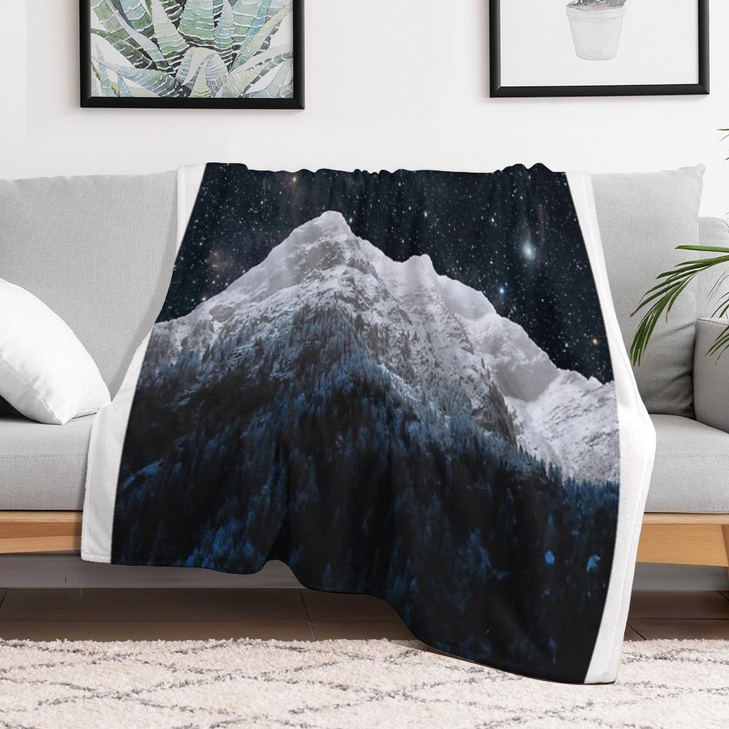 Mountains Attracts Galaxy Throw Blanket
