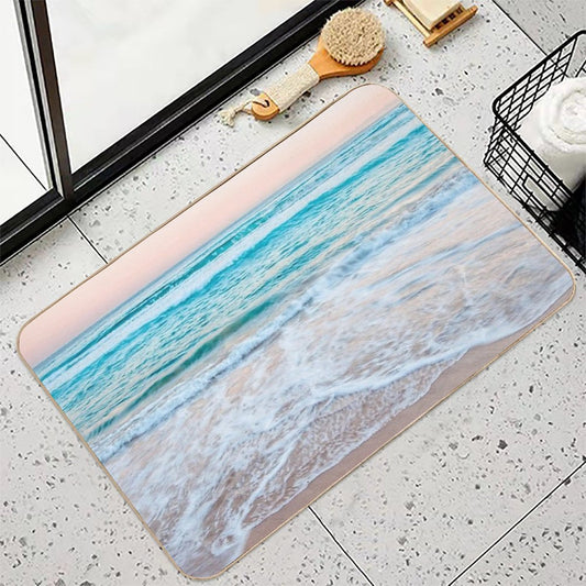 Blue Ocean Calm Waves Beach Bath Mat