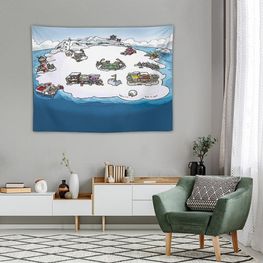 Club Penguin Map Tapestry