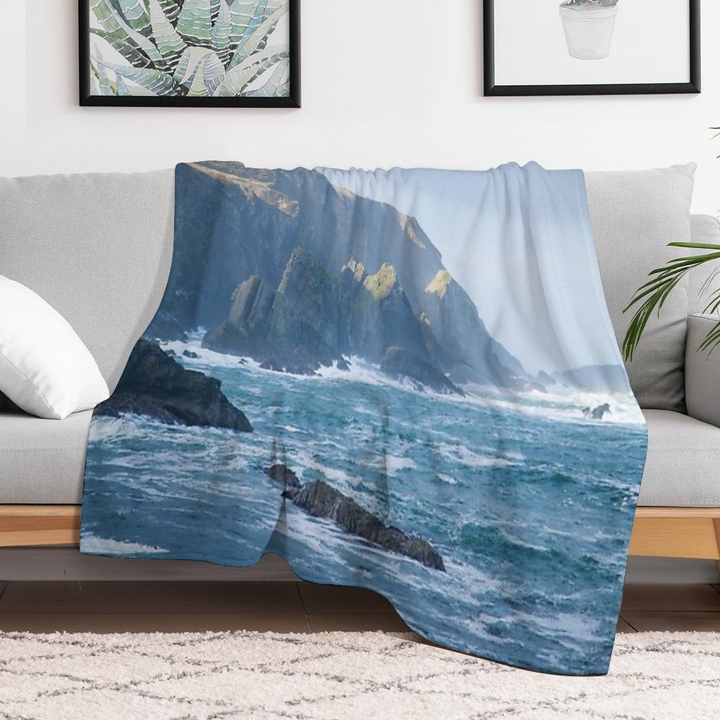 Cliffs at Port, Glencolmcille Throw Blanket