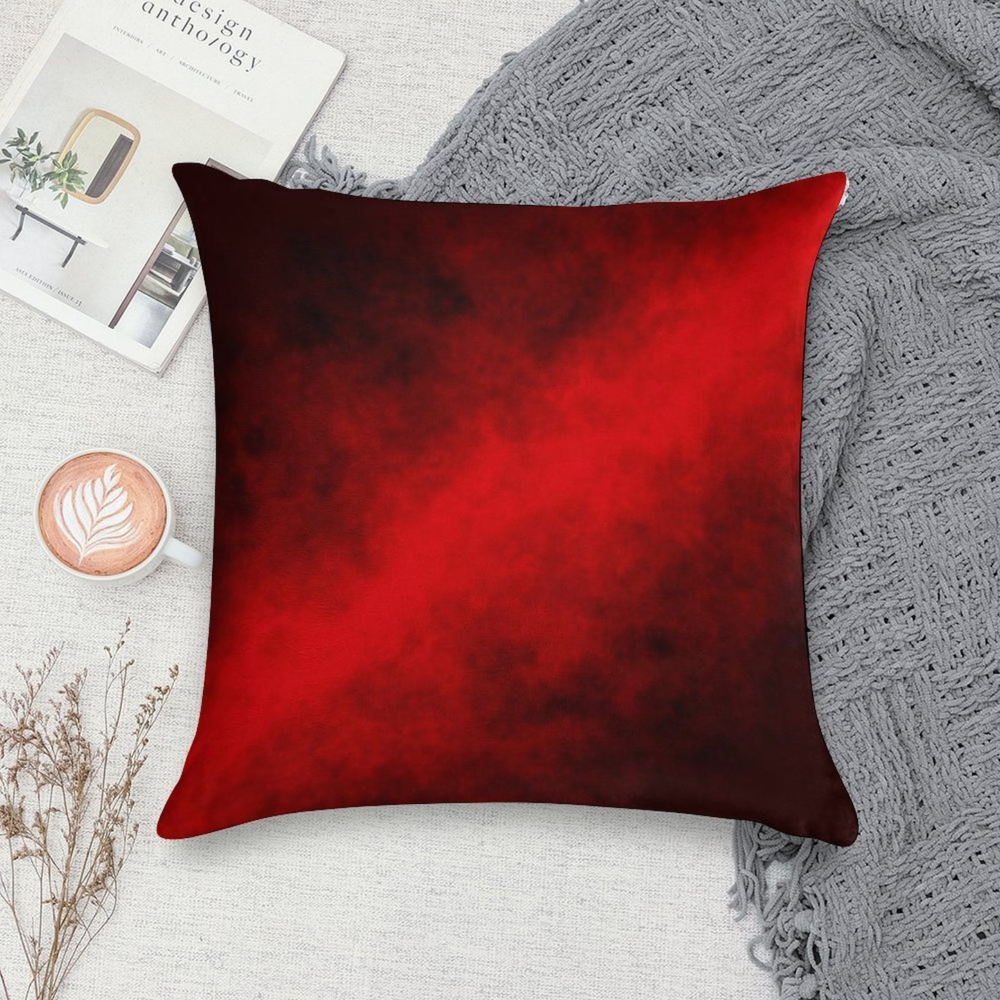Red Smoke Soft Shrink-Resistant Throw Pillow