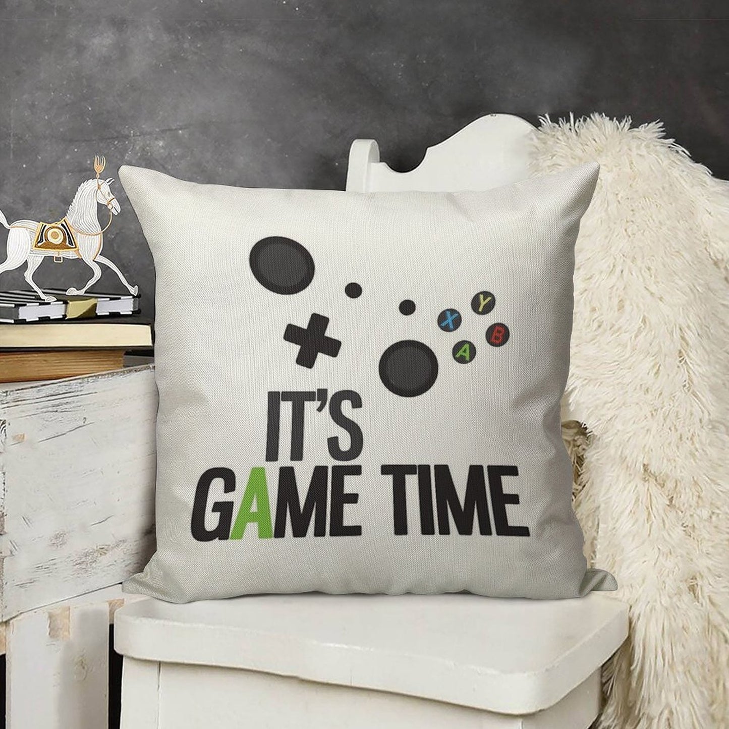 It's Game Time Linen Throw Pillow Cover