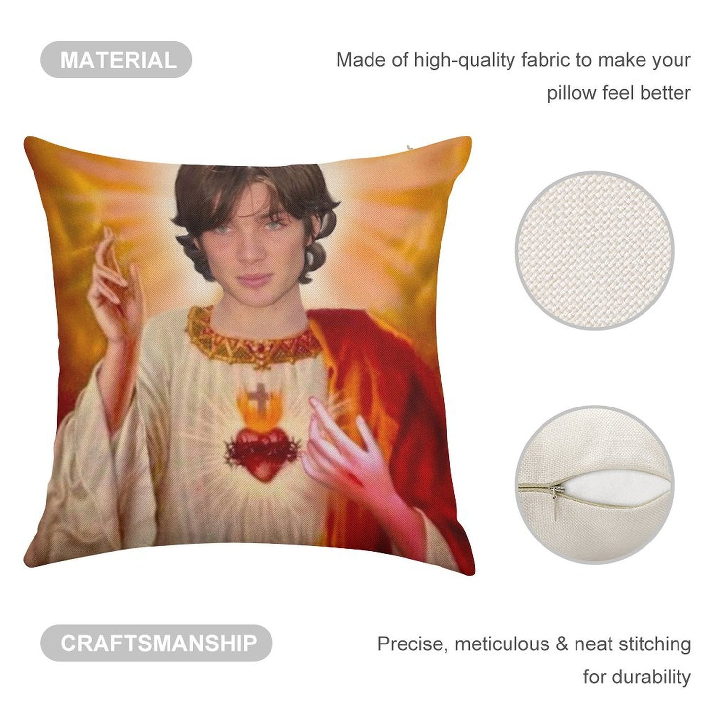 Holy Cillian Murphy Linen Throw Pillow Cover