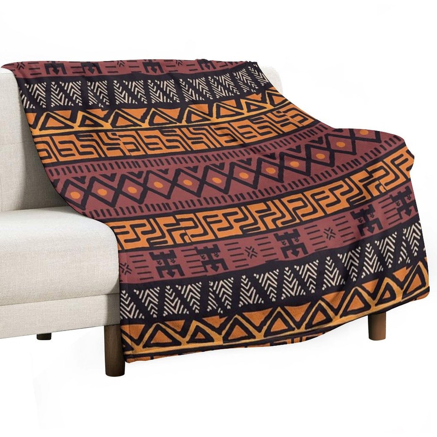 African Tribal Mudcloth Pattern Throw Blanket