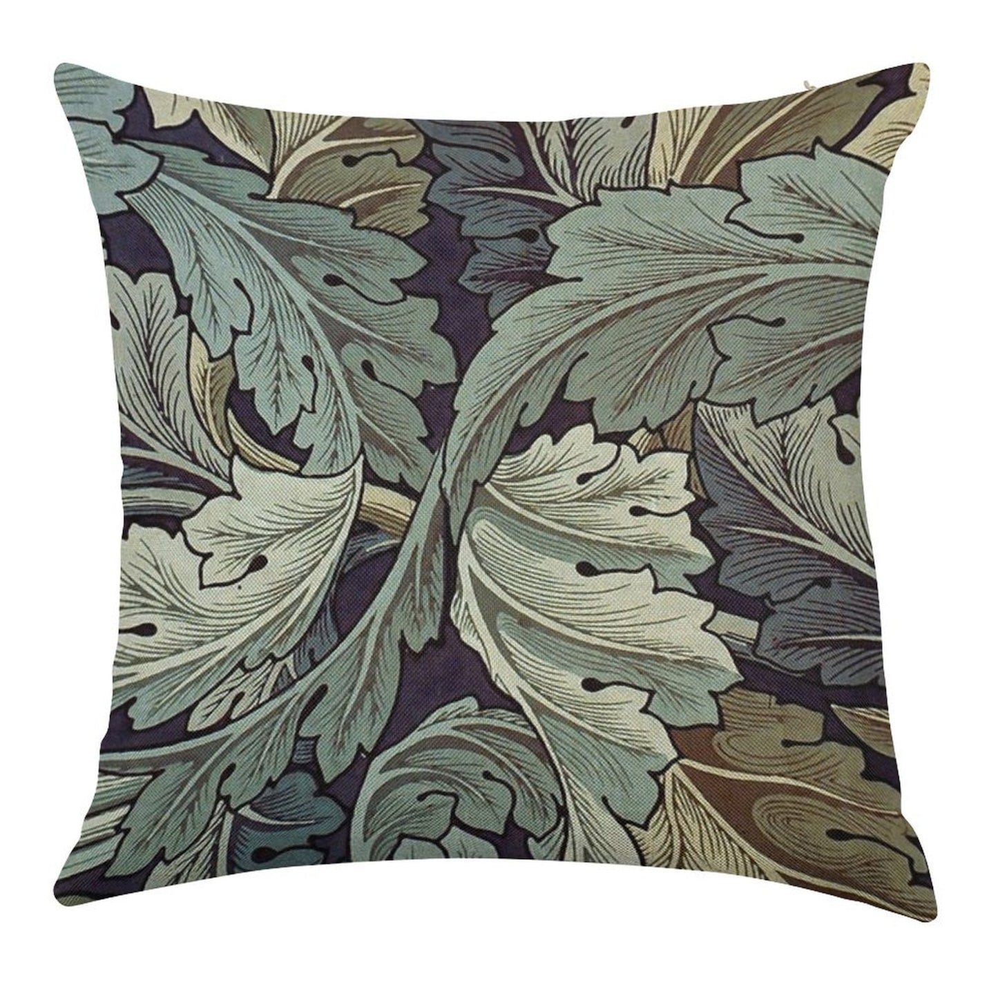 William Morris Acanthus Blue Pattern Linen Throw Pillow Cover