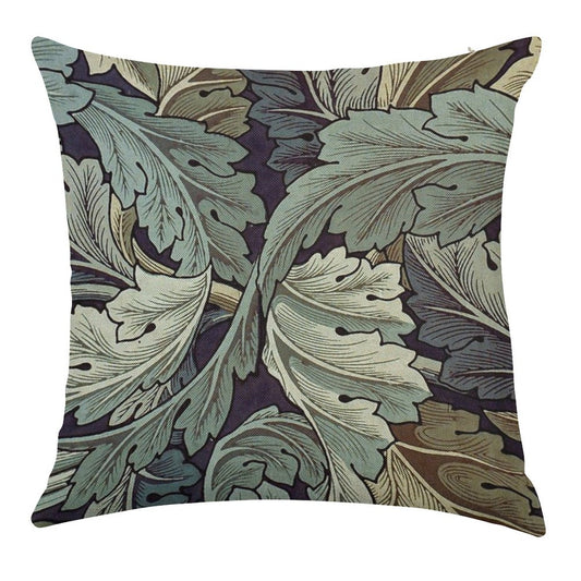 William Morris Acanthus Blue Pattern Linen Throw Pillow Cover