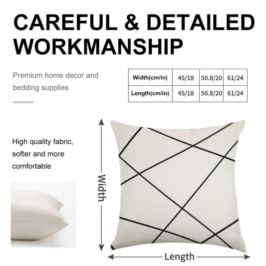 Geometric Abstract - White And Black. Linen Throw Pillow Cover