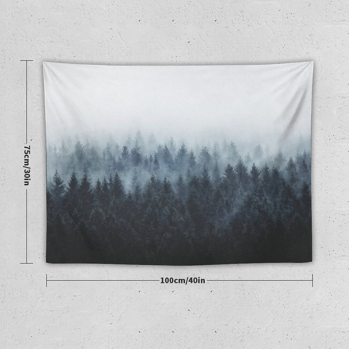 High And Low Dark Romantasy Moody Wilderness Dream Forest With Cascadia Trees Covered In Fog Tapestry