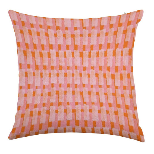Pink And Orange, Brush Strokes, Geometric Linen Throw Pillow Cover