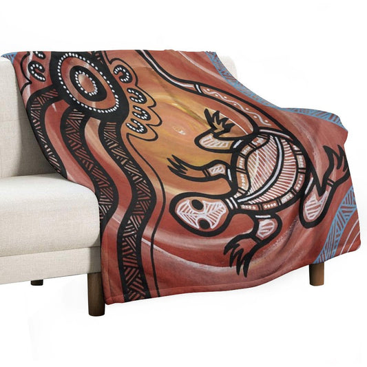 Authentic Aboriginal Art - Lizard Throw Blanket
