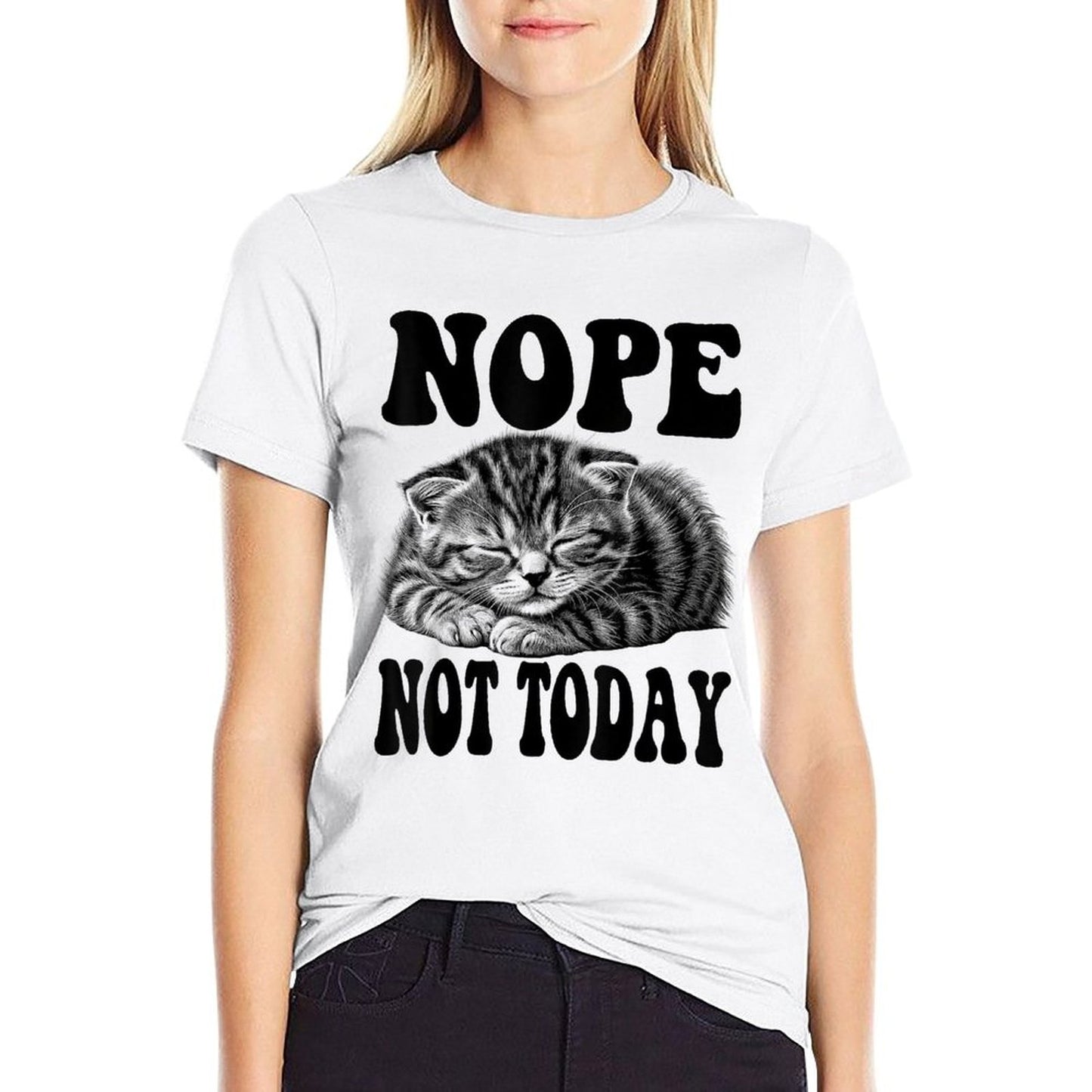 Nope Not Today Funny Cat Nope Not Today Short Sleeve Heathered Texture T-Shirt