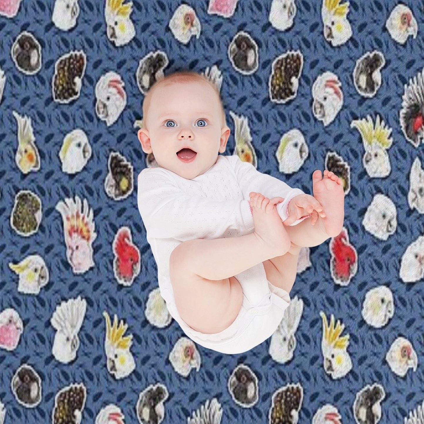 21 Cockatoos (in Dark Blue) Throw Blanket