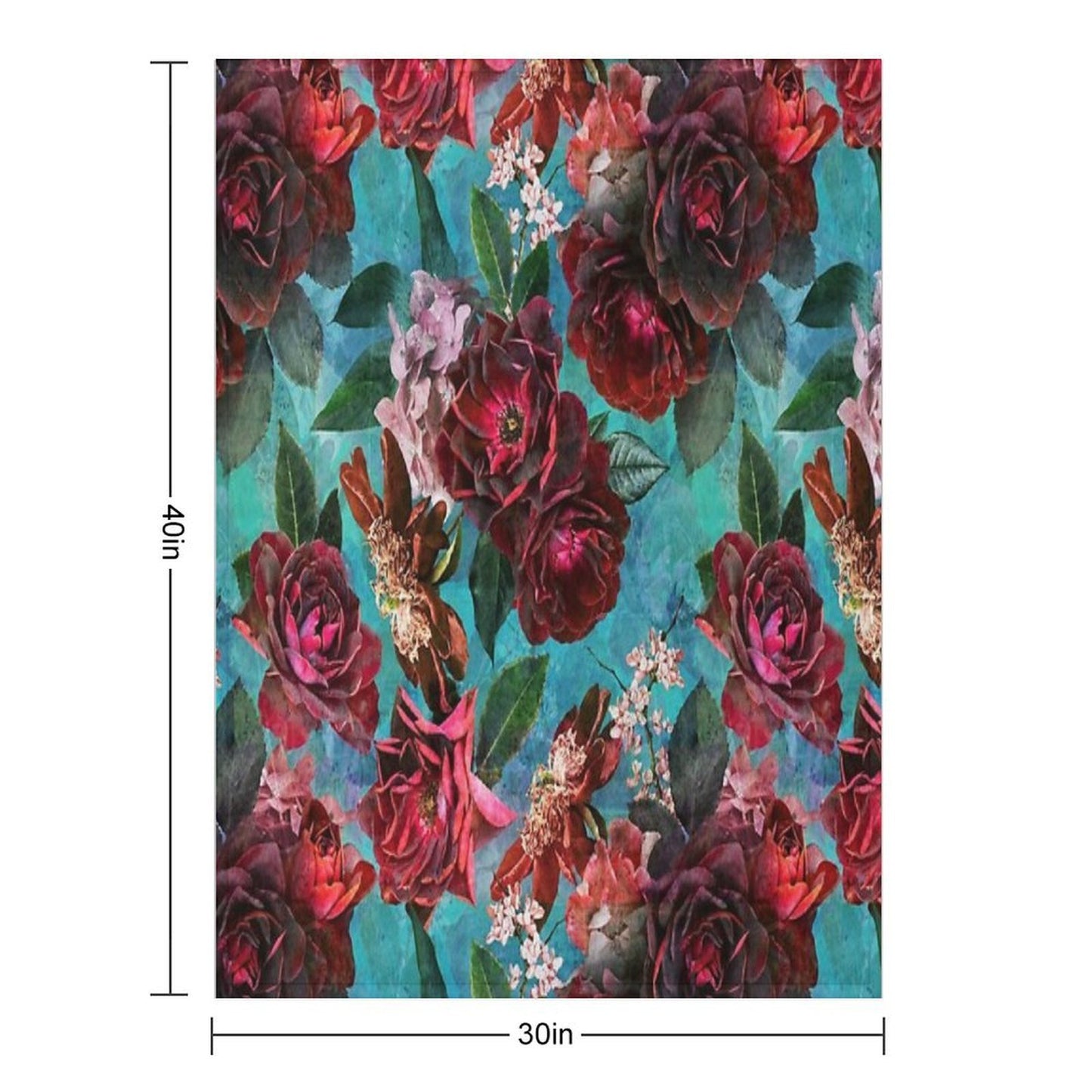 Turquoise Vintage Summer Roses Botanical Garden NightGarden Throw Blanket