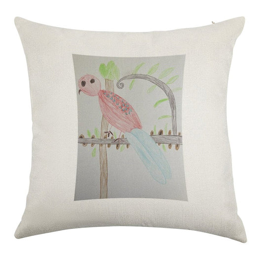Crimson Rosella Linen Throw Pillow Cover