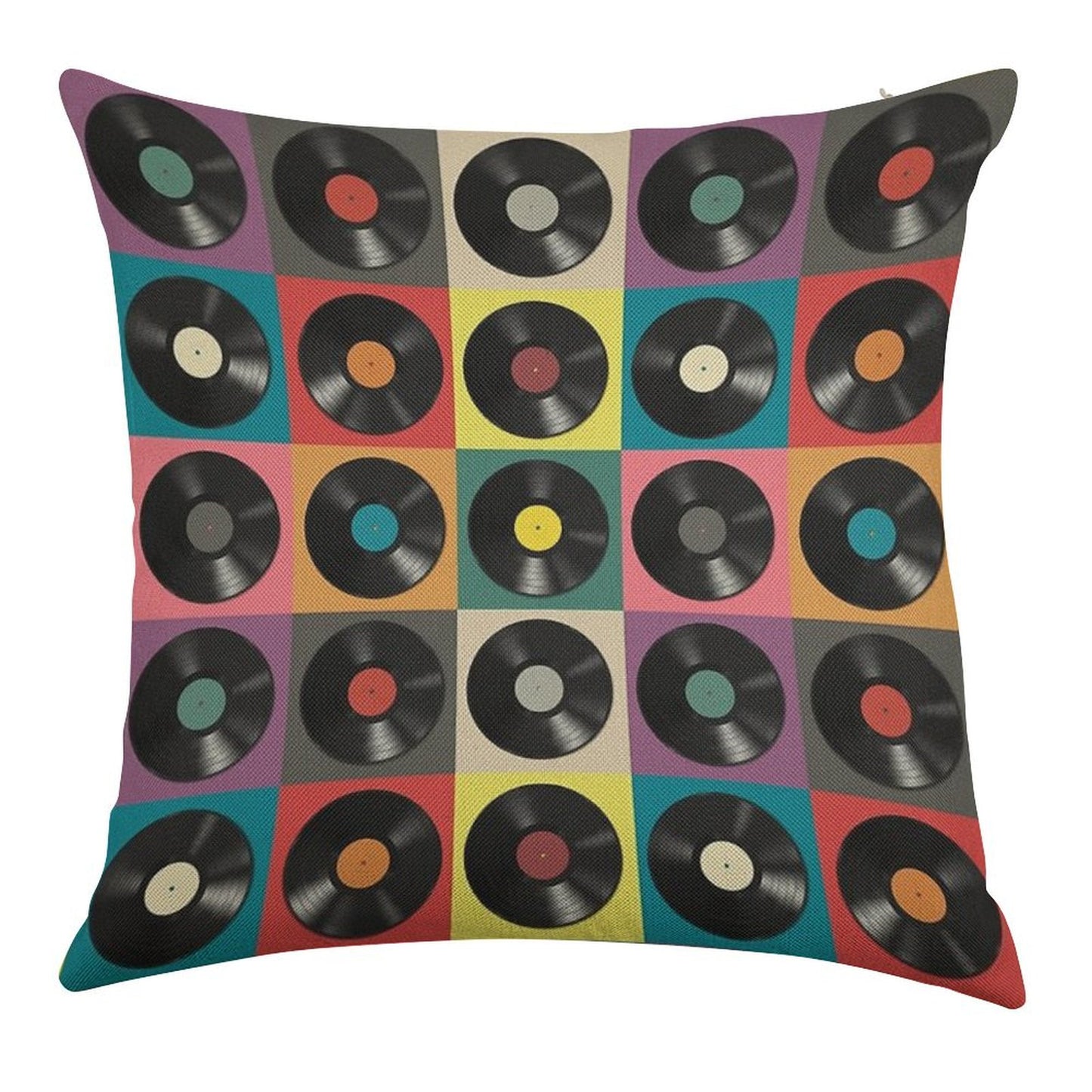 Vinyl Record Linen Throw Pillow Cover