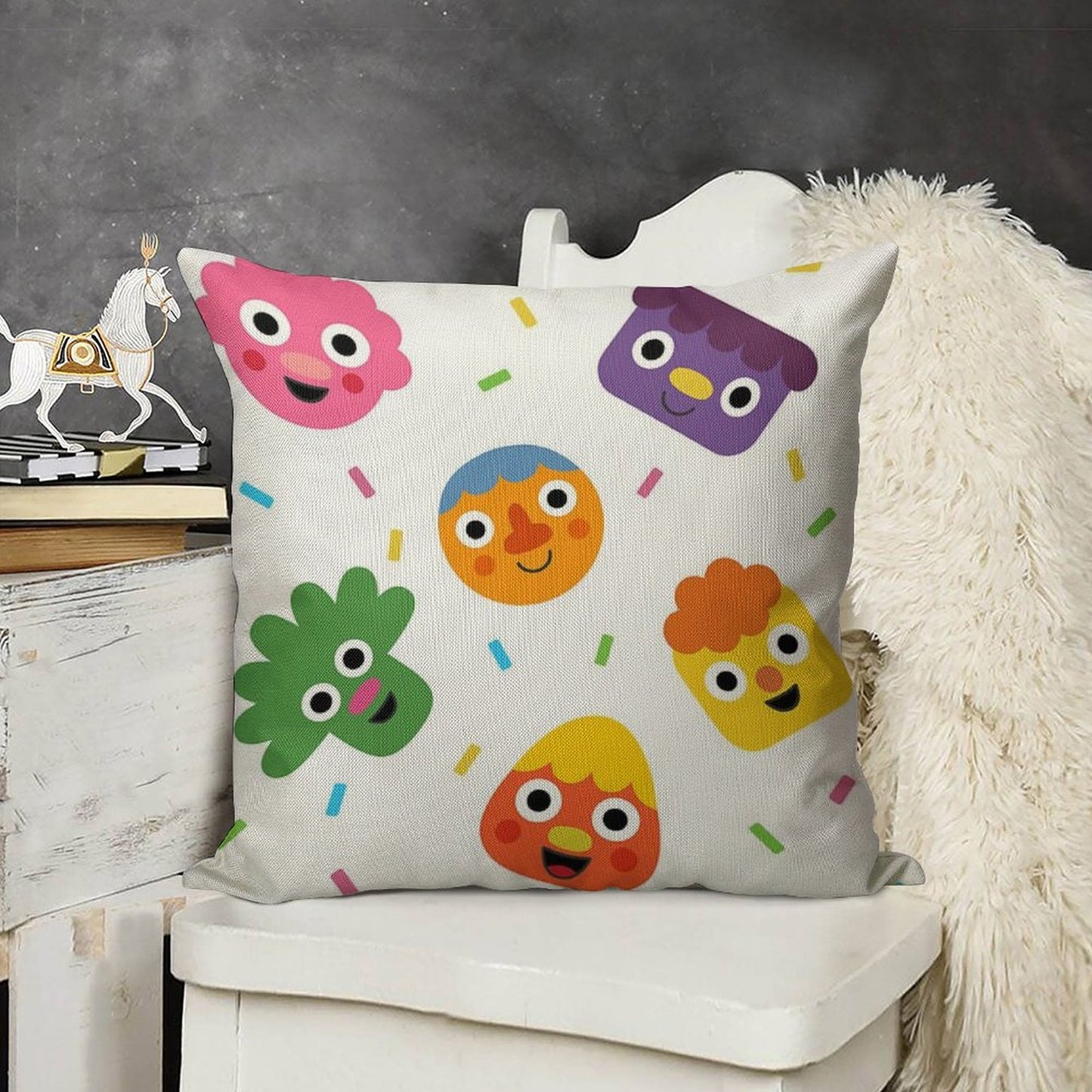 Noodle & Pals  Pattern 01 Linen Throw Pillow Cover